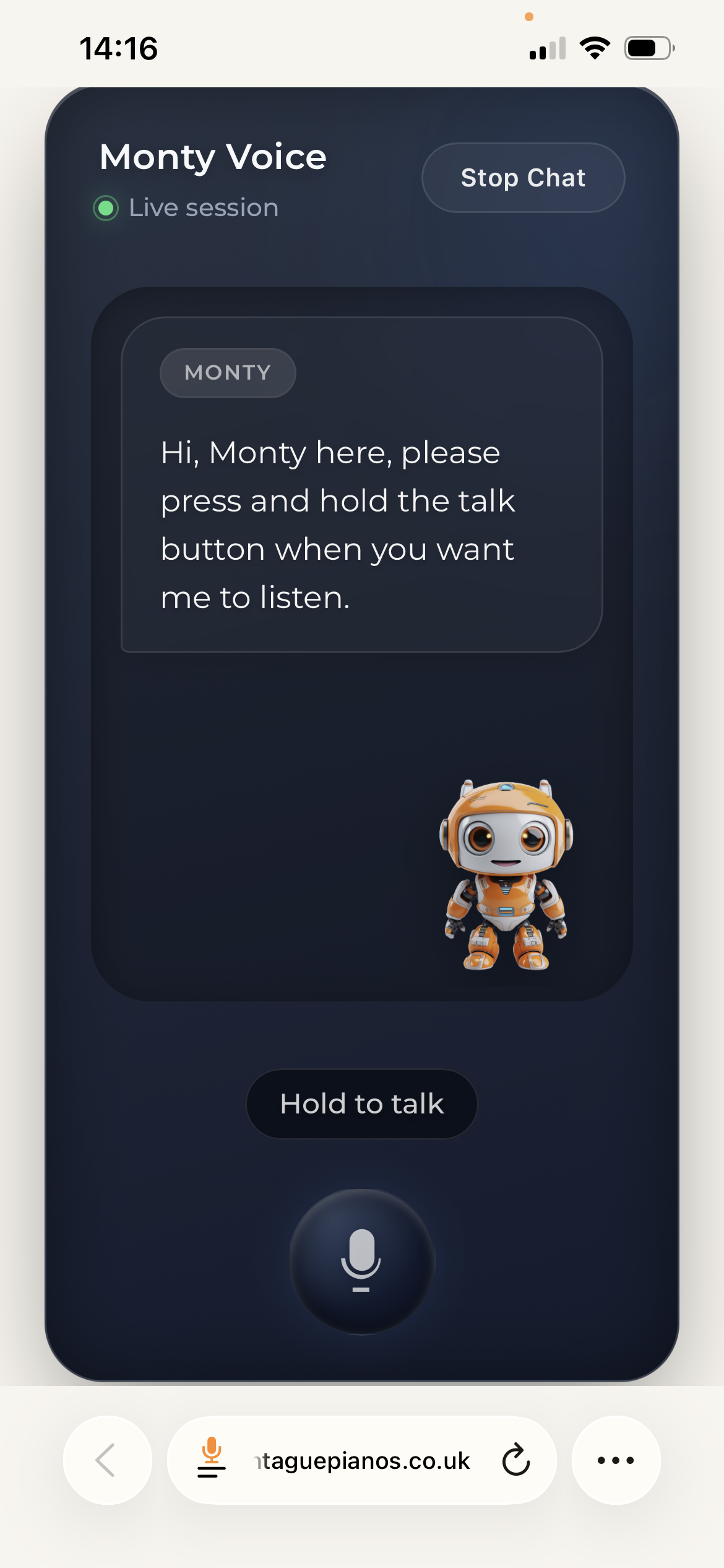 Monty Voice interface screenshot